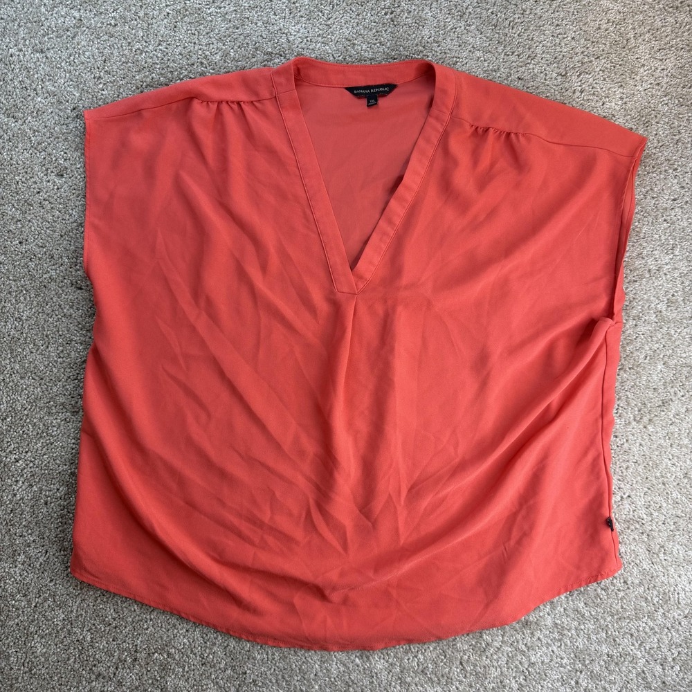 Banana Republic Blouse Womens 2X Orange V Neck Lightweight Sleeveless Tunic Top